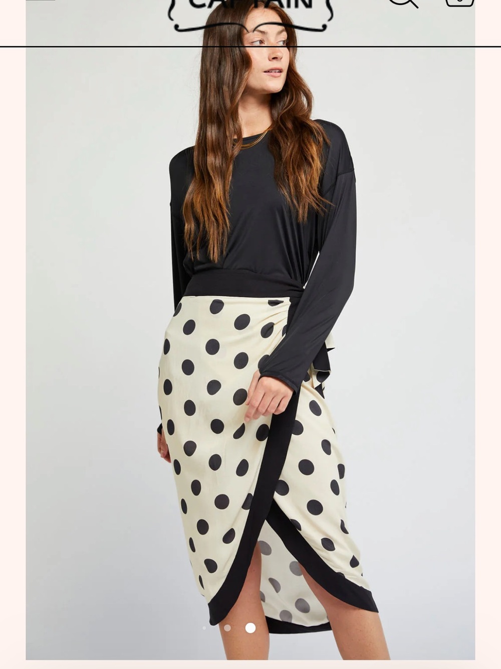 Lady Captain Polka Dot Wrap Midi Skirt Size XS